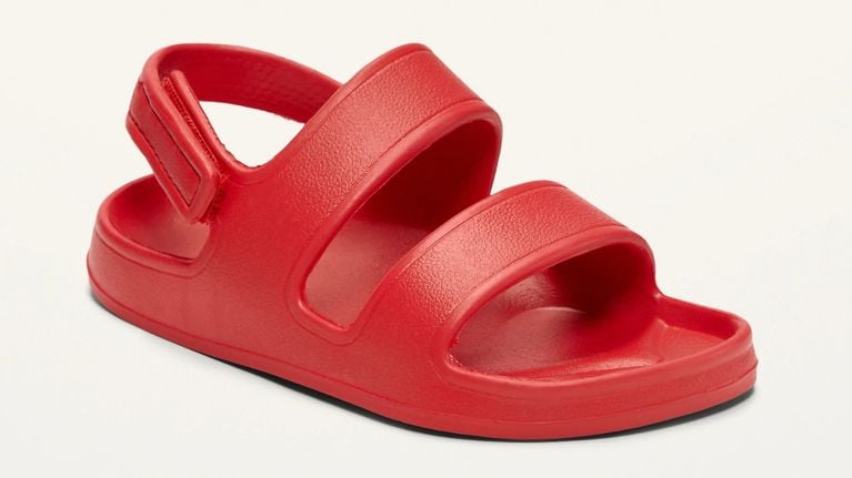 Red open-toe and open-heel sandal